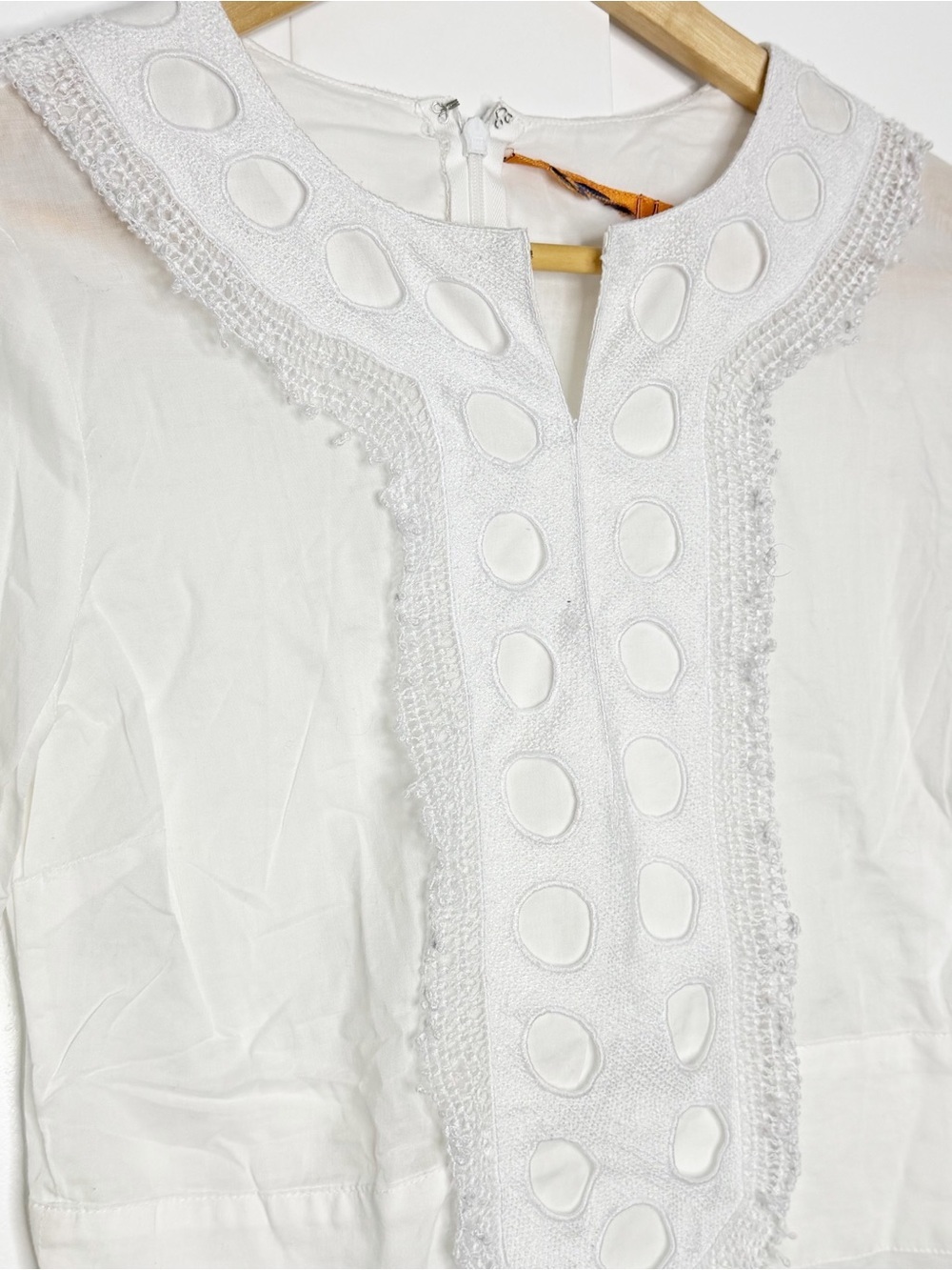 Tory Burch 100% Cotton Long Sleeve embroidered Top 2 XS white Shirt Blouse - Picture 3 of 11